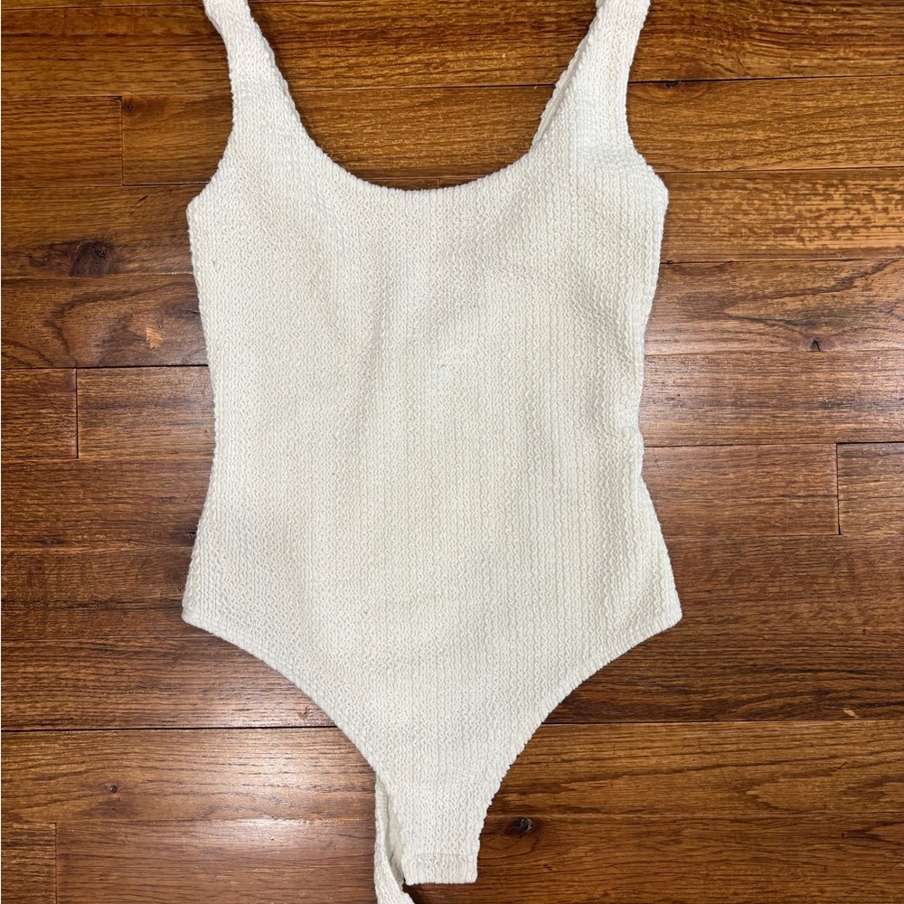 Cream Textured Bodysuit
